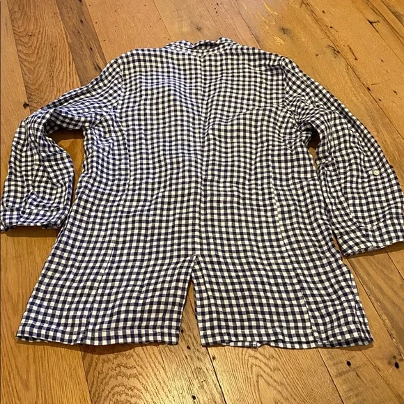 Cynthia Rowley Gingham Linen Jacket Roll
Tab Sleeves Navy White Size LARGE - Picture 10 of 10